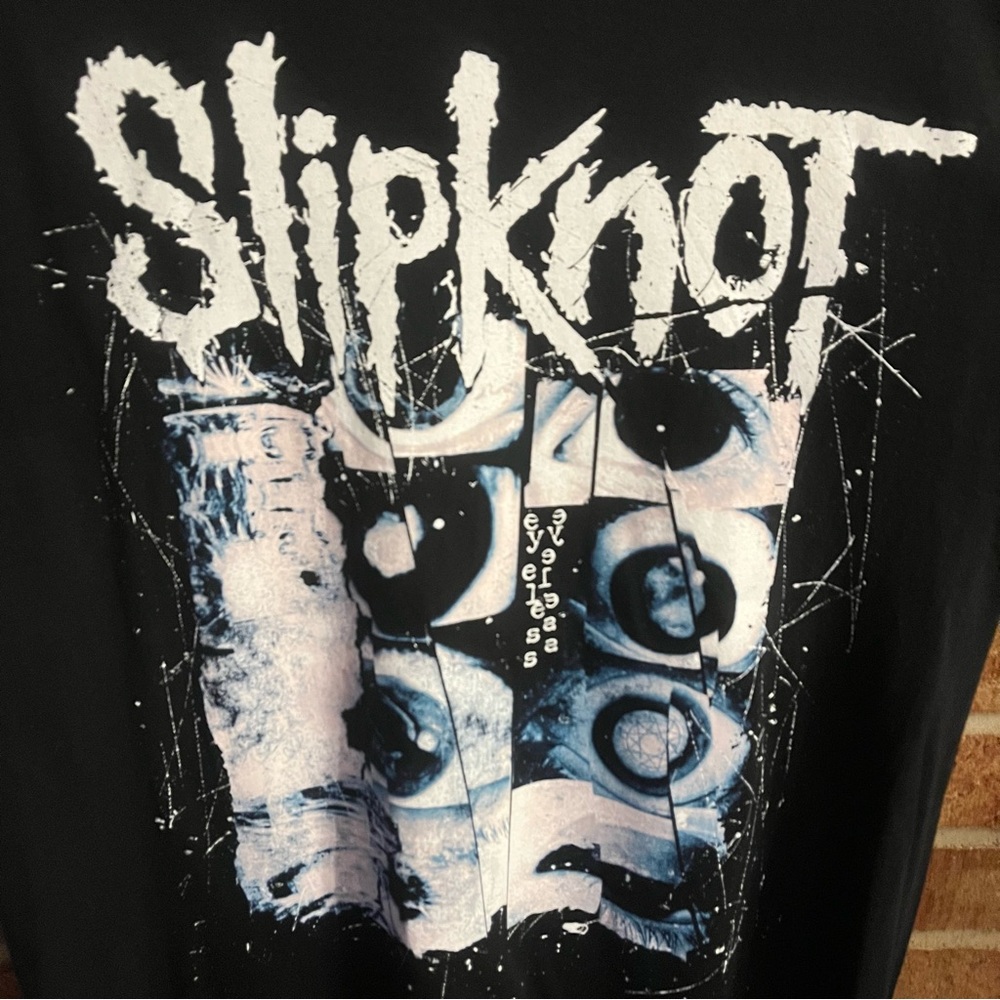 Slipknot Band Men’s L Short Sleeve Cotton Tshirt Black Graphic Print Eyeless EUC - Picture 2 of 5